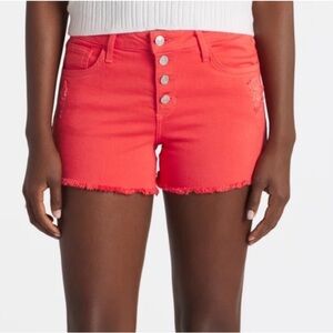 Just USA Myra Red High Waist Button Fly Denim Shorts, Size 29